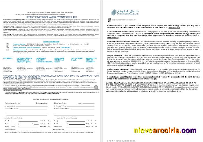UAE Abu Dhabi Union National bank mortgage loan statement, 8 pages 3-4
